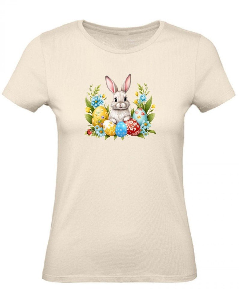 Balldiri T-Shirt Damen Ostern Nest mit Hase XS bis 2XL - ecru - Balldiri