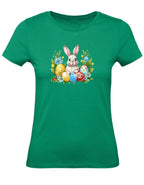 Balldiri T-Shirt Damen Ostern Nest mit Hase XS bis 2XL - grün - Balldiri