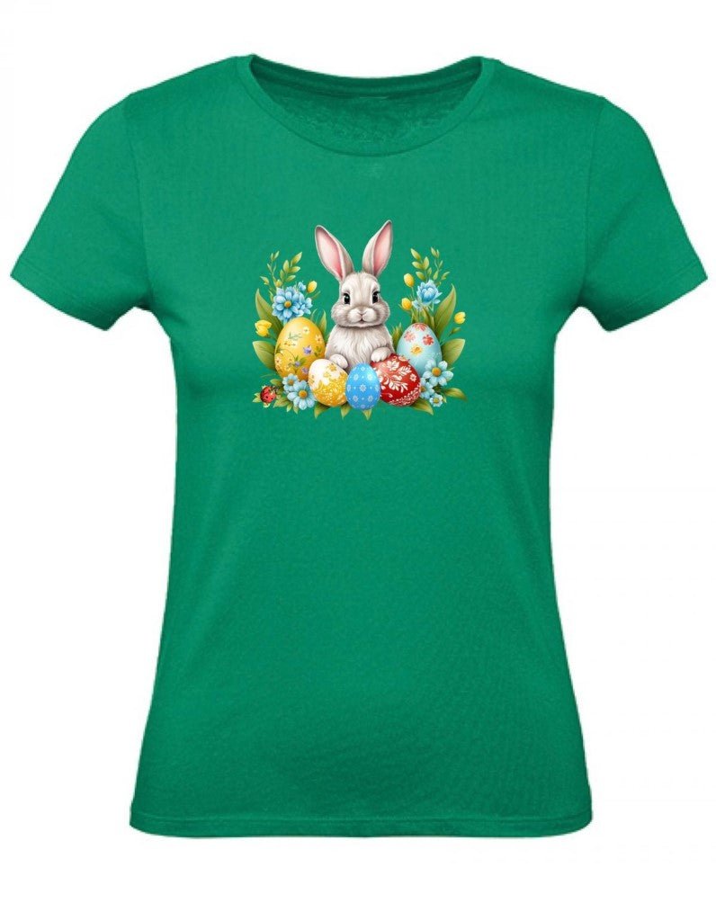 Balldiri T-Shirt Damen Ostern Nest mit Hase XS bis 2XL - grün - Balldiri