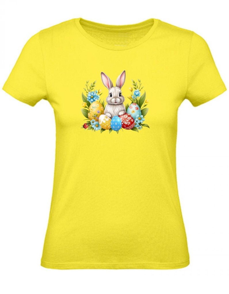 Balldiri T-Shirt Damen Ostern Nest mit Hase XS bis 2XL - gelb - Balldiri