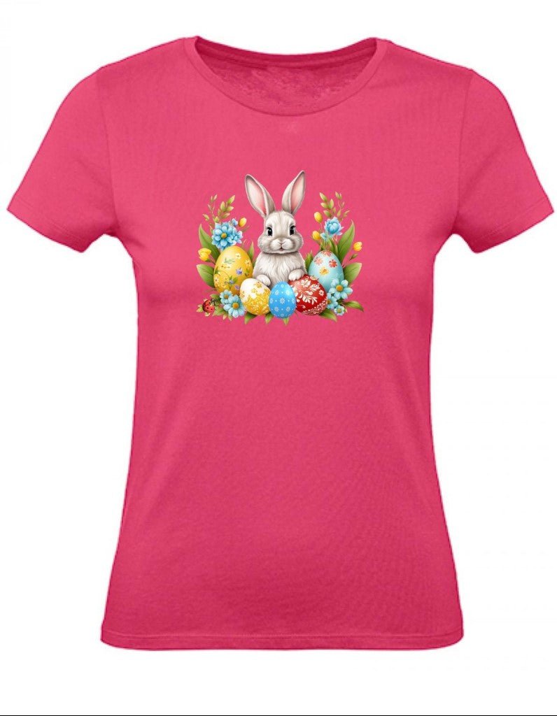 Balldiri T-Shirt Damen Ostern Nest mit Hase XS bis 2XL - rosa - Balldiri