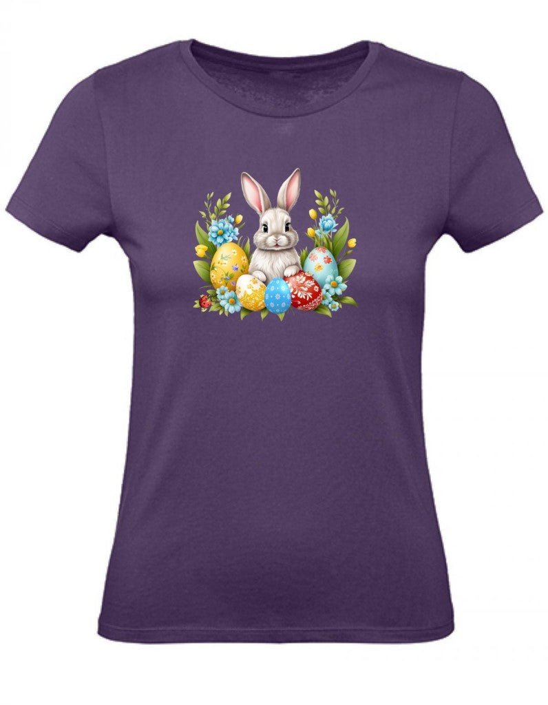 Balldiri T-Shirt Damen Ostern Nest mit Hase XS bis 2XL - purple - Balldiri