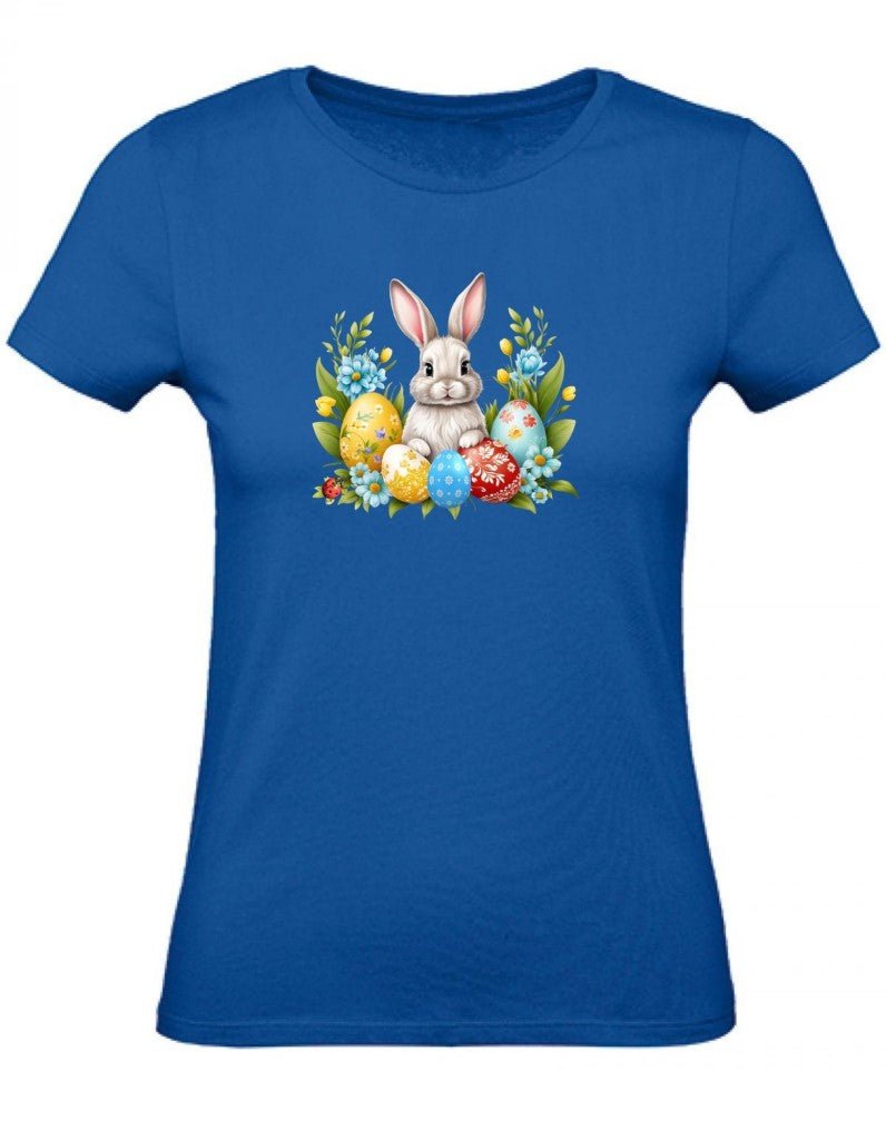Balldiri T-Shirt Damen Ostern Nest mit Hase XS bis 2XL - royalblau - Balldiri