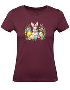 Balldiri T-Shirt Damen Ostern Nest mit Hase XS bis 2XL - bordeaux - Balldiri