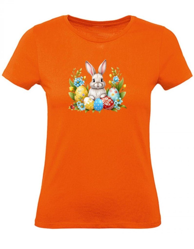 Balldiri T-Shirt Damen Ostern Nest mit Hase XS bis 2XL - orange - Balldiri