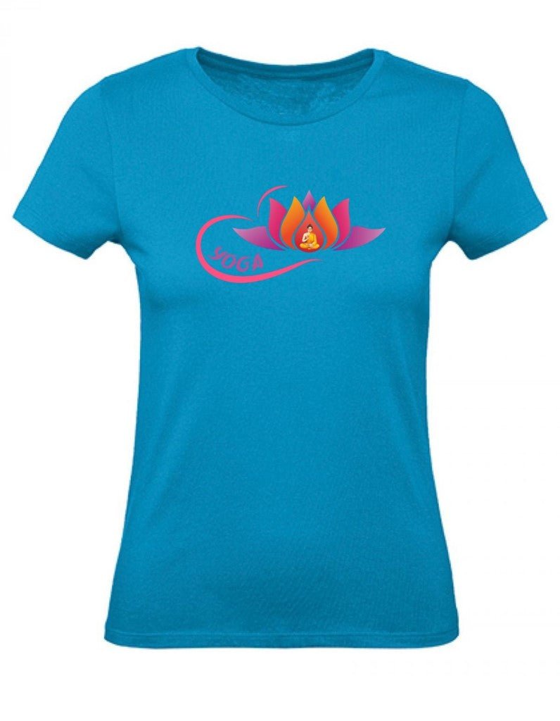 Balldiri T-Shirt Damen Yoga Buddha Entspannung Wellness XS bis 2XL - azurblau - Balldiri