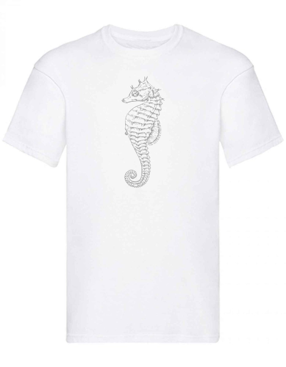 Balldiri T-Shirt Herren graues Seepferdchen S bis 5XL - weiß - Balldiri