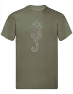 Balldiri T-Shirt Herren graues Seepferdchen S bis 5XL - olivegrün - Balldiri