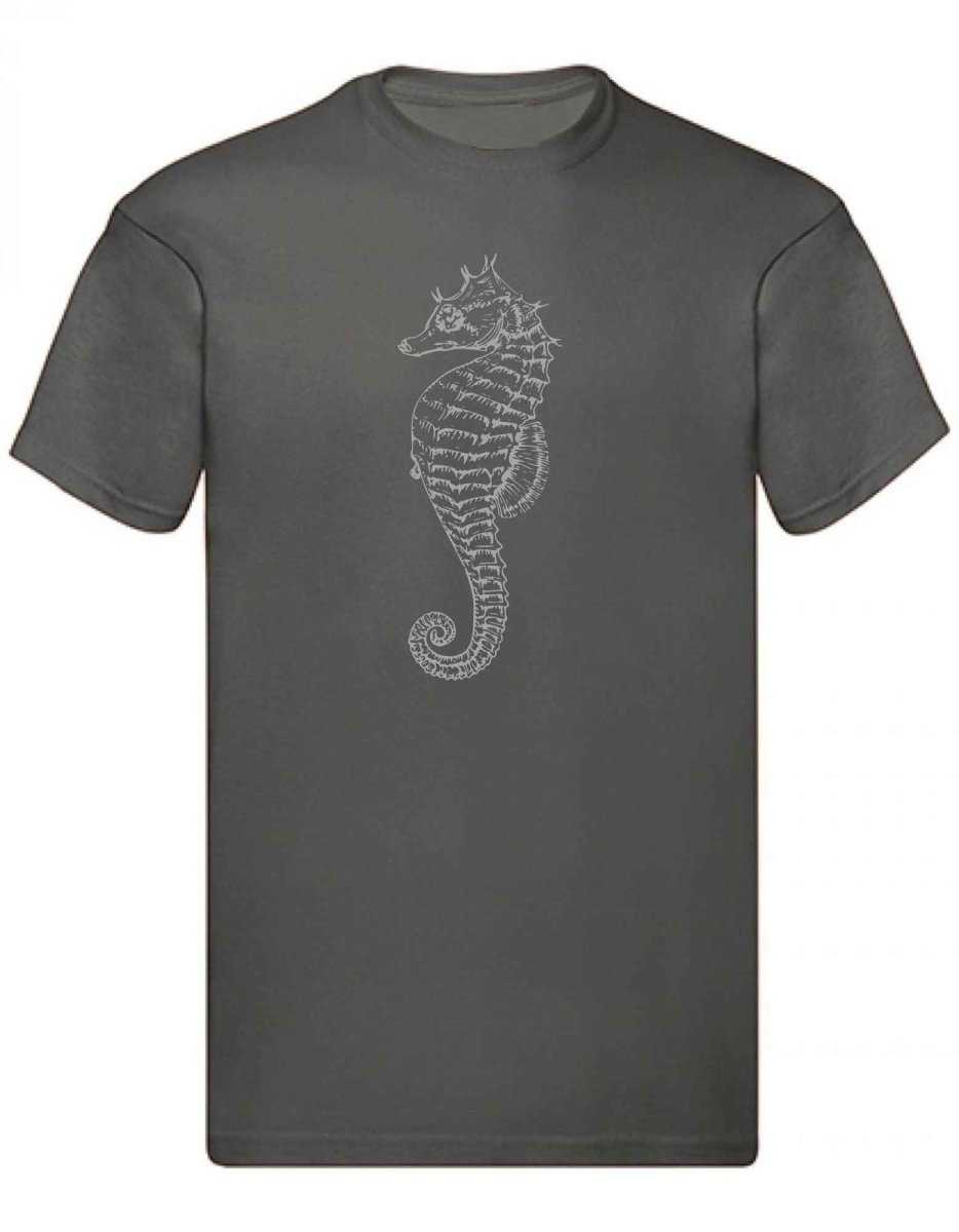 Balldiri T-Shirt Herren graues Seepferdchen S bis 5XL - anthrazit - Balldiri