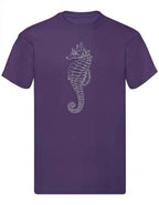 Balldiri T-Shirt Herren graues Seepferdchen S bis 5XL - purple - Balldiri