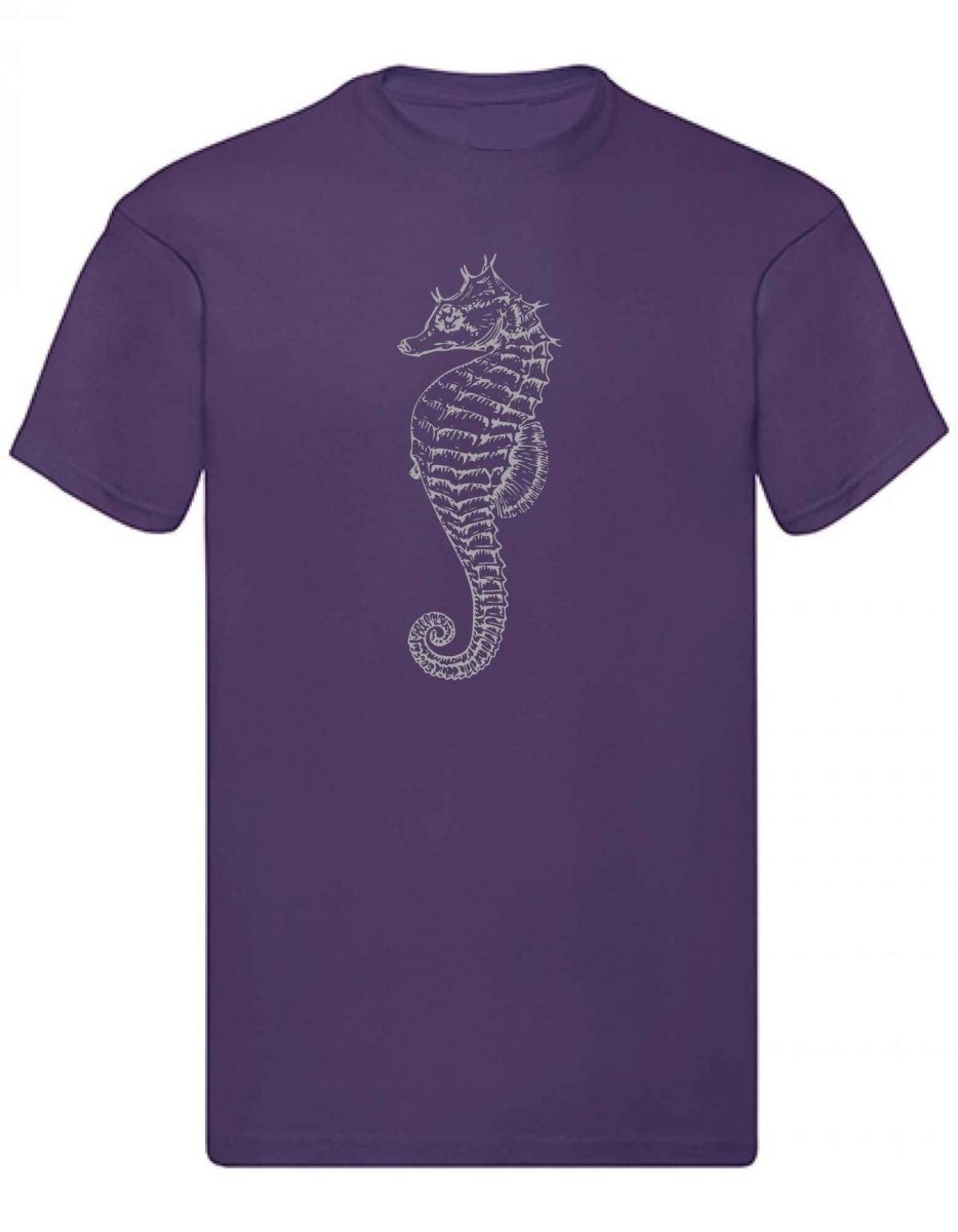 Balldiri T-Shirt Herren graues Seepferdchen S bis 5XL - purple - Balldiri