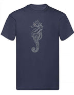 Balldiri T-Shirt Herren graues Seepferdchen S bis 5XL - dunkelblau - Balldiri