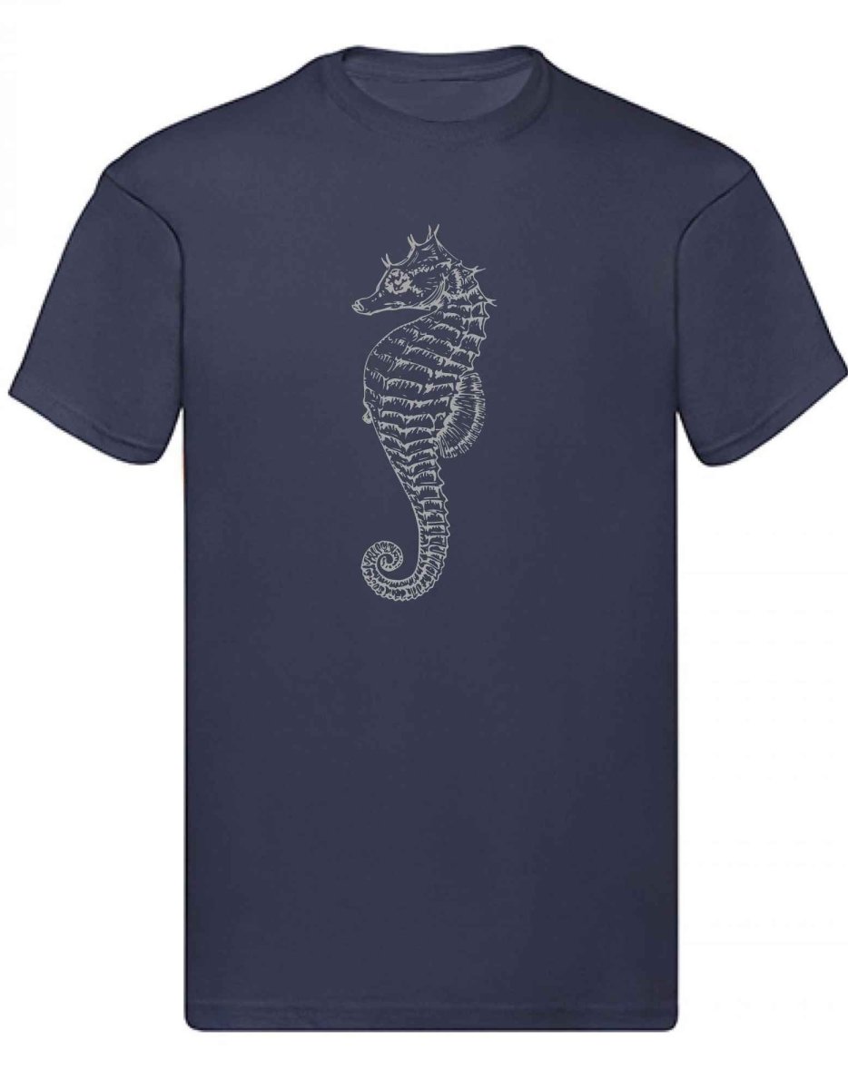 Balldiri T-Shirt Herren graues Seepferdchen S bis 5XL - dunkelblau - Balldiri