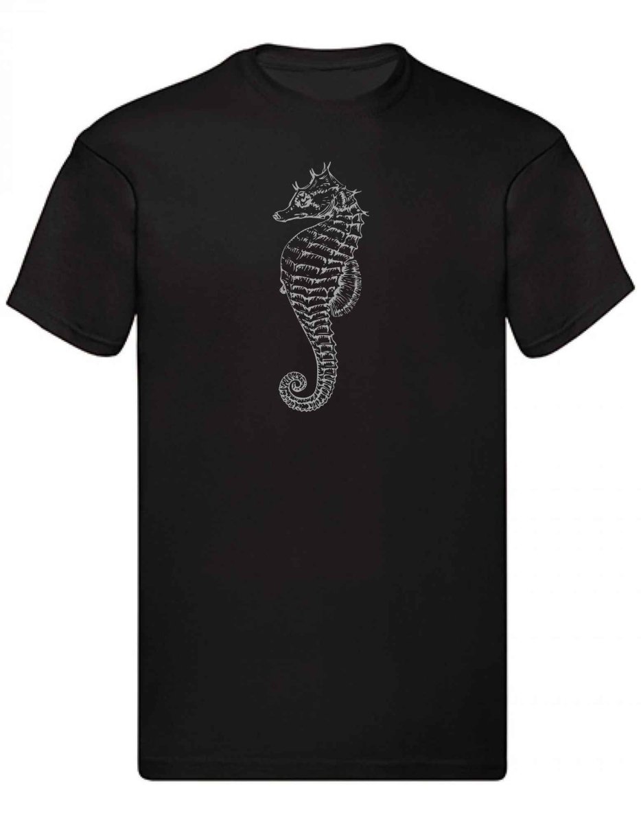 Balldiri T-Shirt Herren graues Seepferdchen S bis 5XL - schwarz - Balldiri