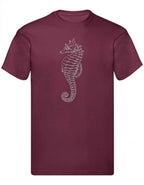 Balldiri T-Shirt Herren graues Seepferdchen S bis 5XL - bordeaux - Balldiri