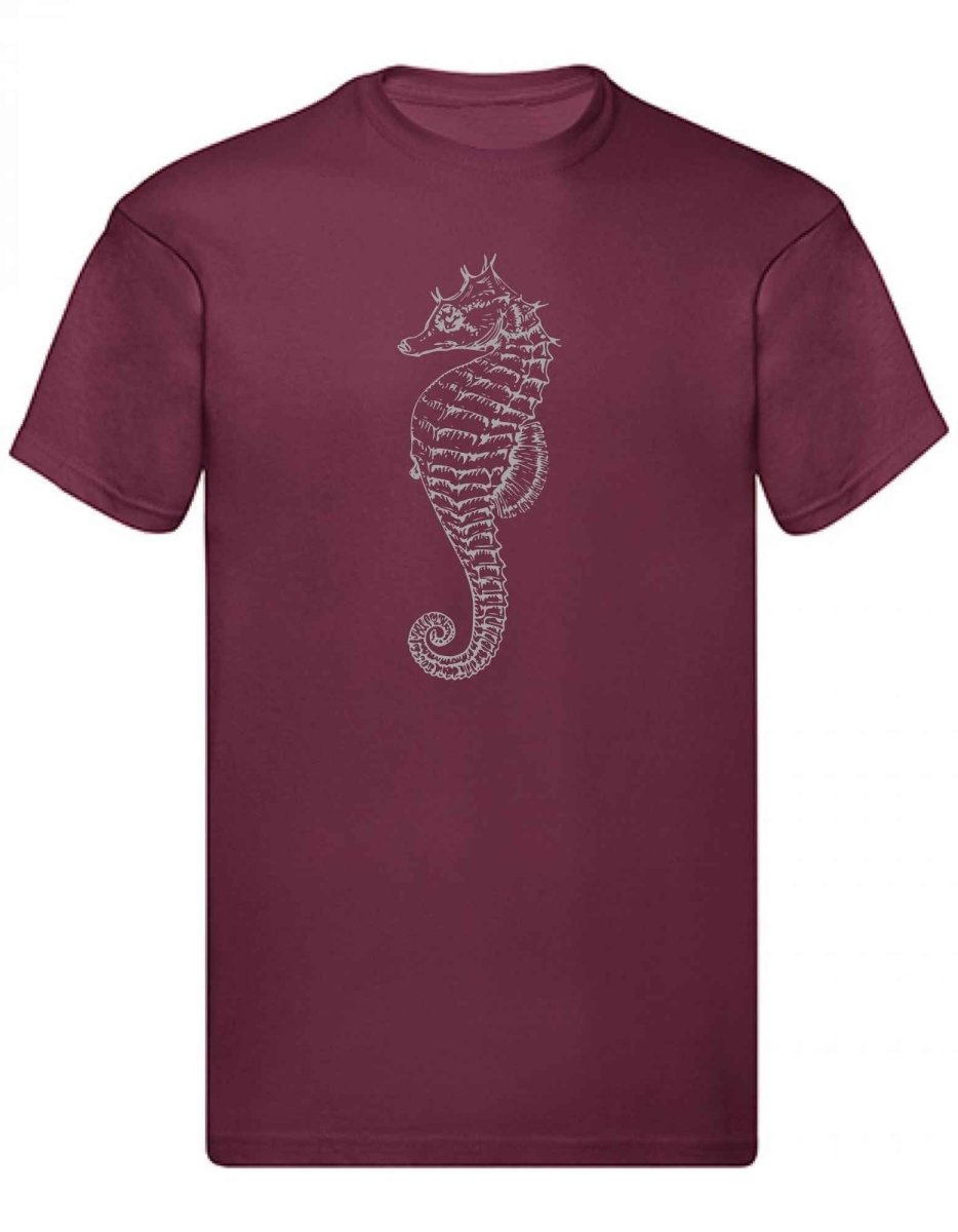 Balldiri T-Shirt Herren graues Seepferdchen S bis 5XL - bordeaux - Balldiri
