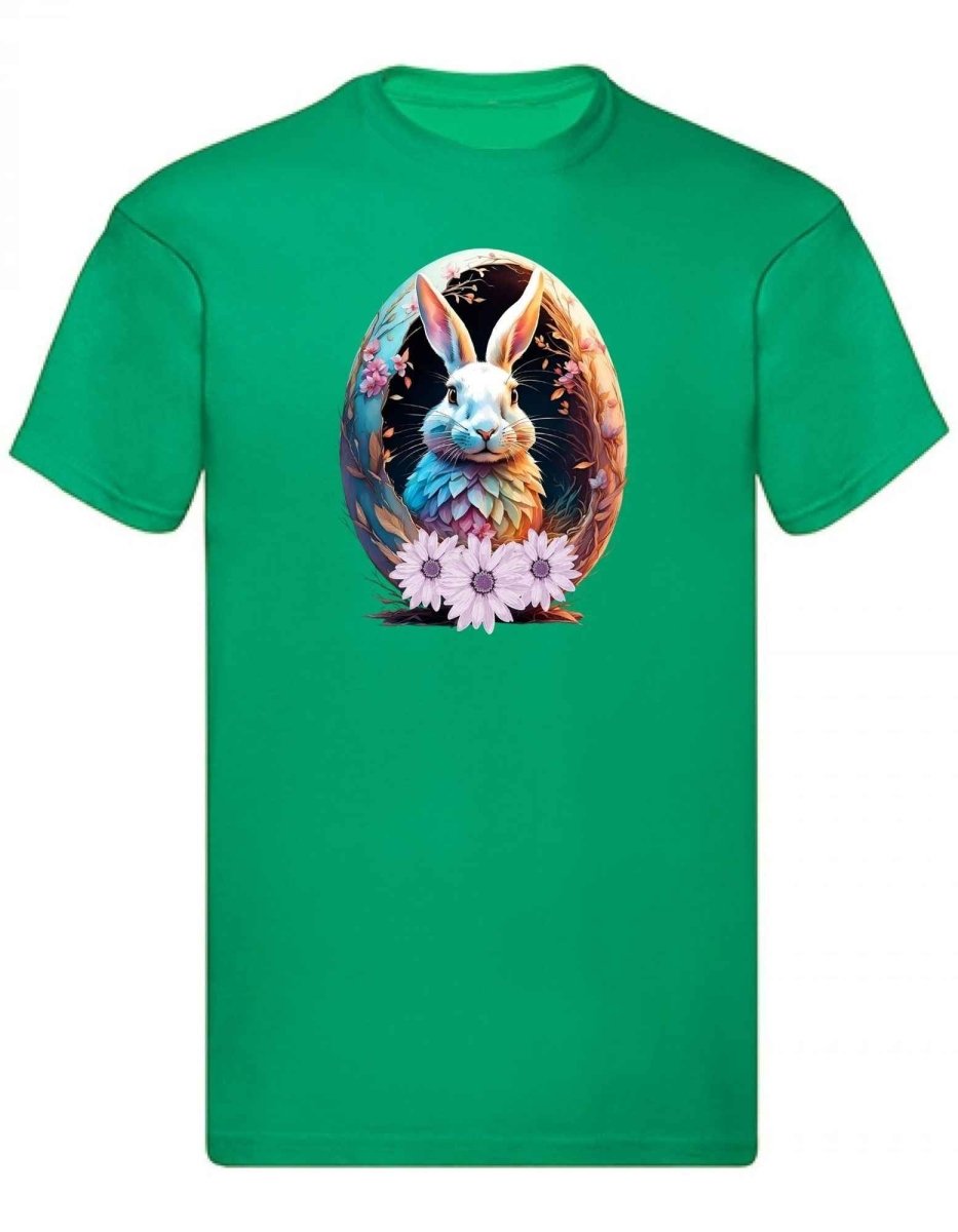Balldiri T-Shirt Herren Osterei mit Hase S bis 5XL - grün - Balldiri