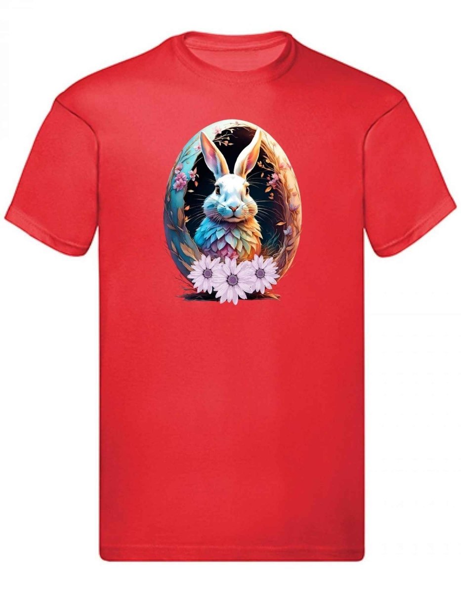 Balldiri T-Shirt Herren Osterei mit Hase S bis 5XL - rot - Balldiri