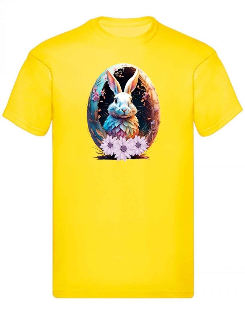 Balldiri T-Shirt Herren Osterei mit Hase S bis 5XL - kräftiges gelb - Balldiri