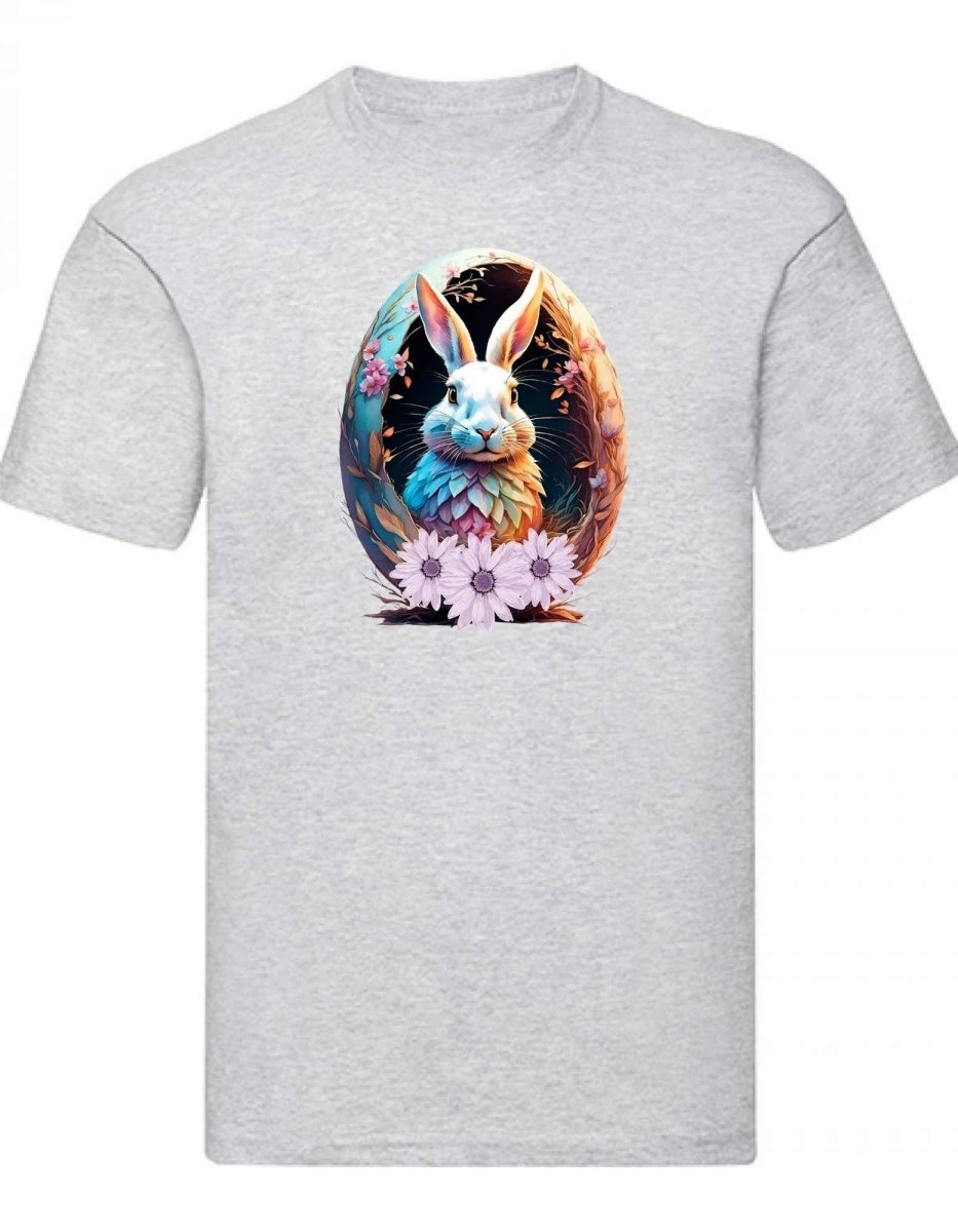 Balldiri T-Shirt Herren Osterei mit Hase S bis 5XL - hellgrau - Balldiri