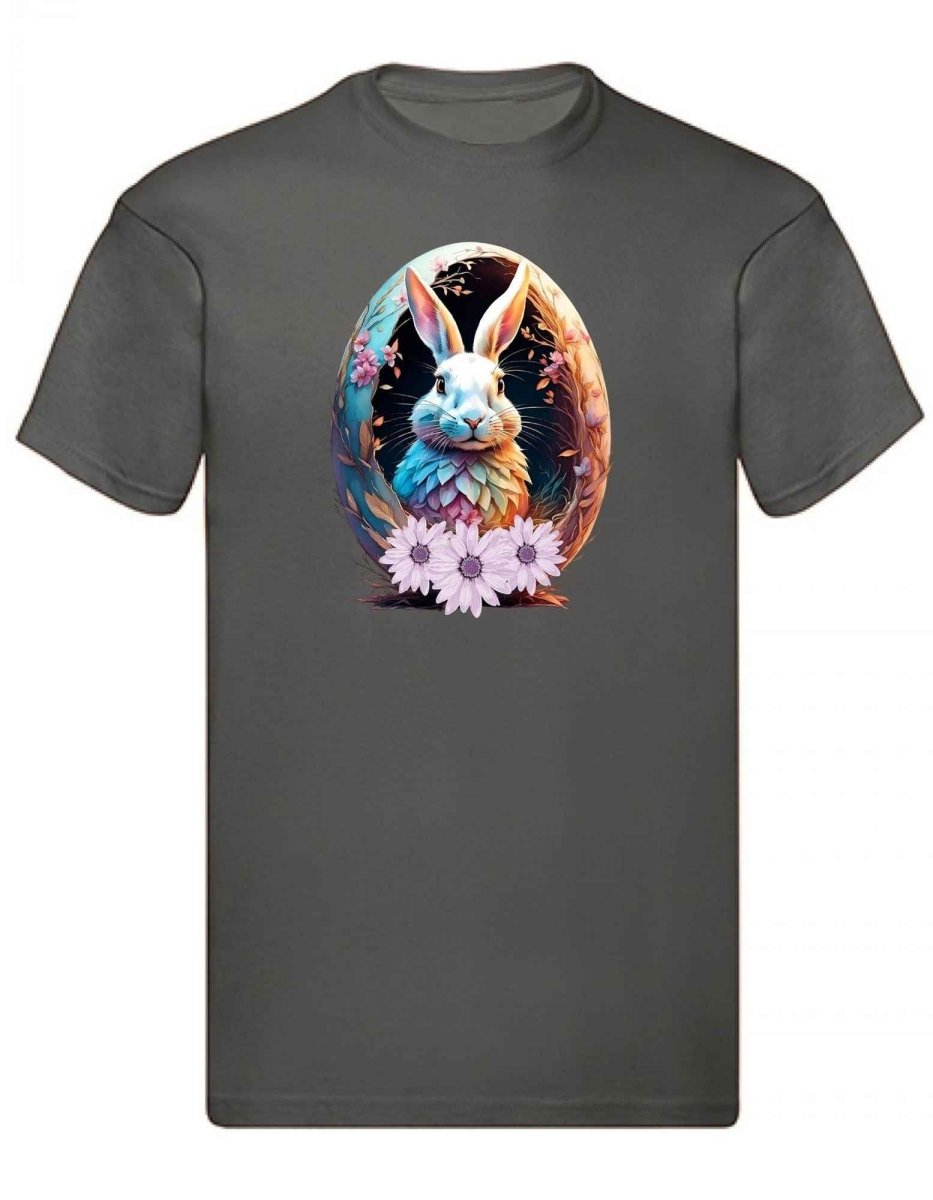 Balldiri T-Shirt Herren Osterei mit Hase S bis 5XL - anthrazit - Balldiri