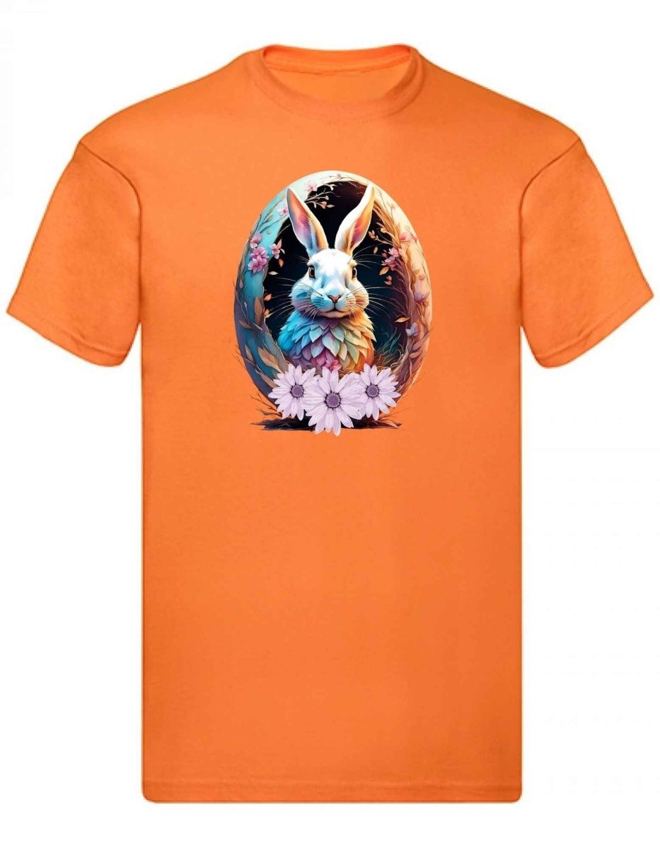 Balldiri T-Shirt Herren Osterei mit Hase S bis 5XL - orange - Balldiri