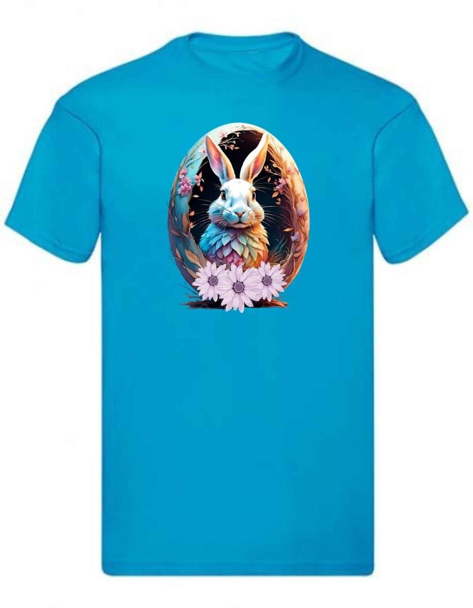 Balldiri T-Shirt Herren Osterei mit Hase S bis 5XL - azurblau - Balldiri