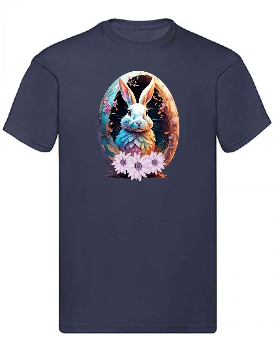 Balldiri T-Shirt Herren Osterei mit Hase S bis 5XL - dunkelblau - Balldiri