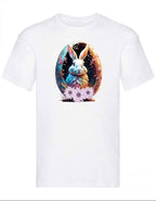Balldiri T-Shirt Herren Osterei mit Hase S bis 5XL - weiß - Balldiri