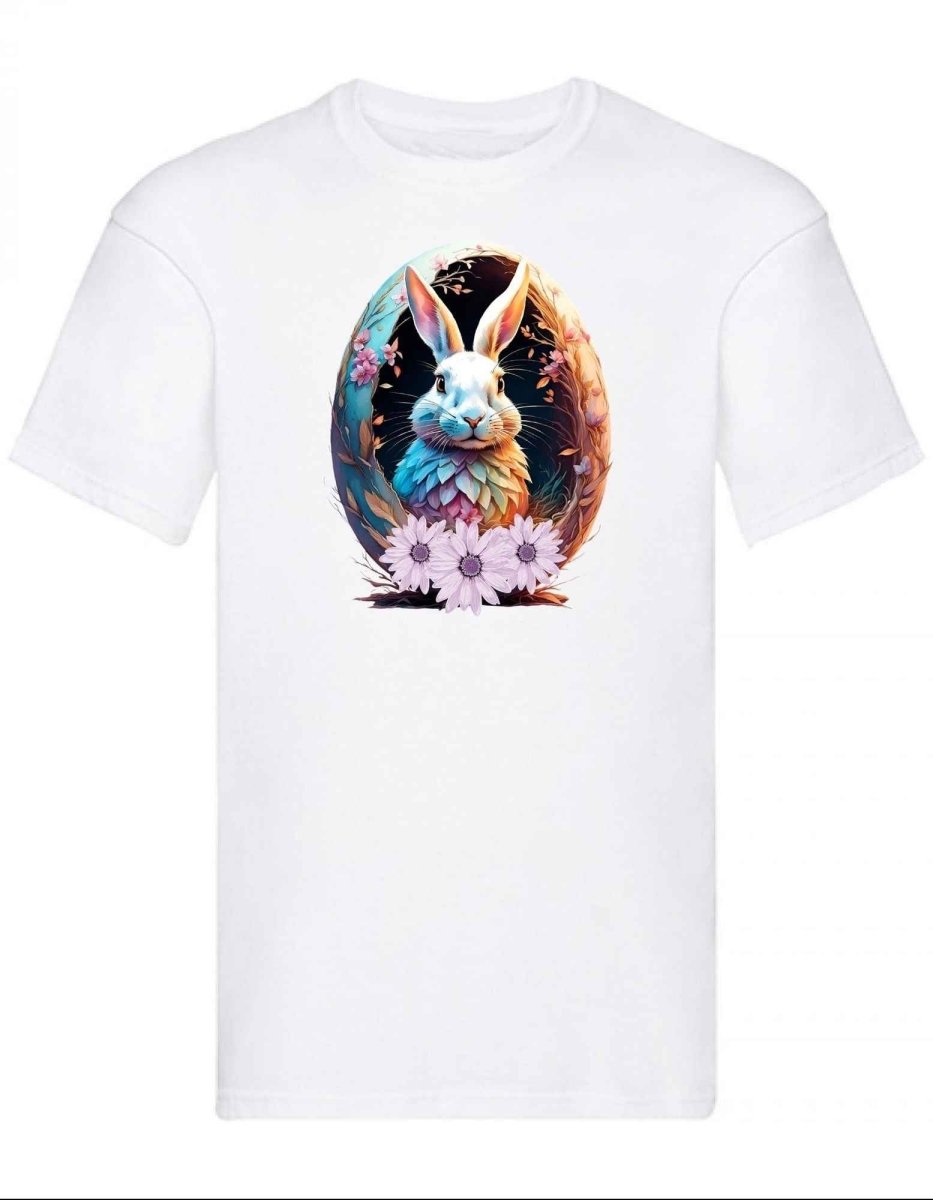 Balldiri T-Shirt Herren Osterei mit Hase S bis 5XL - weiß - Balldiri