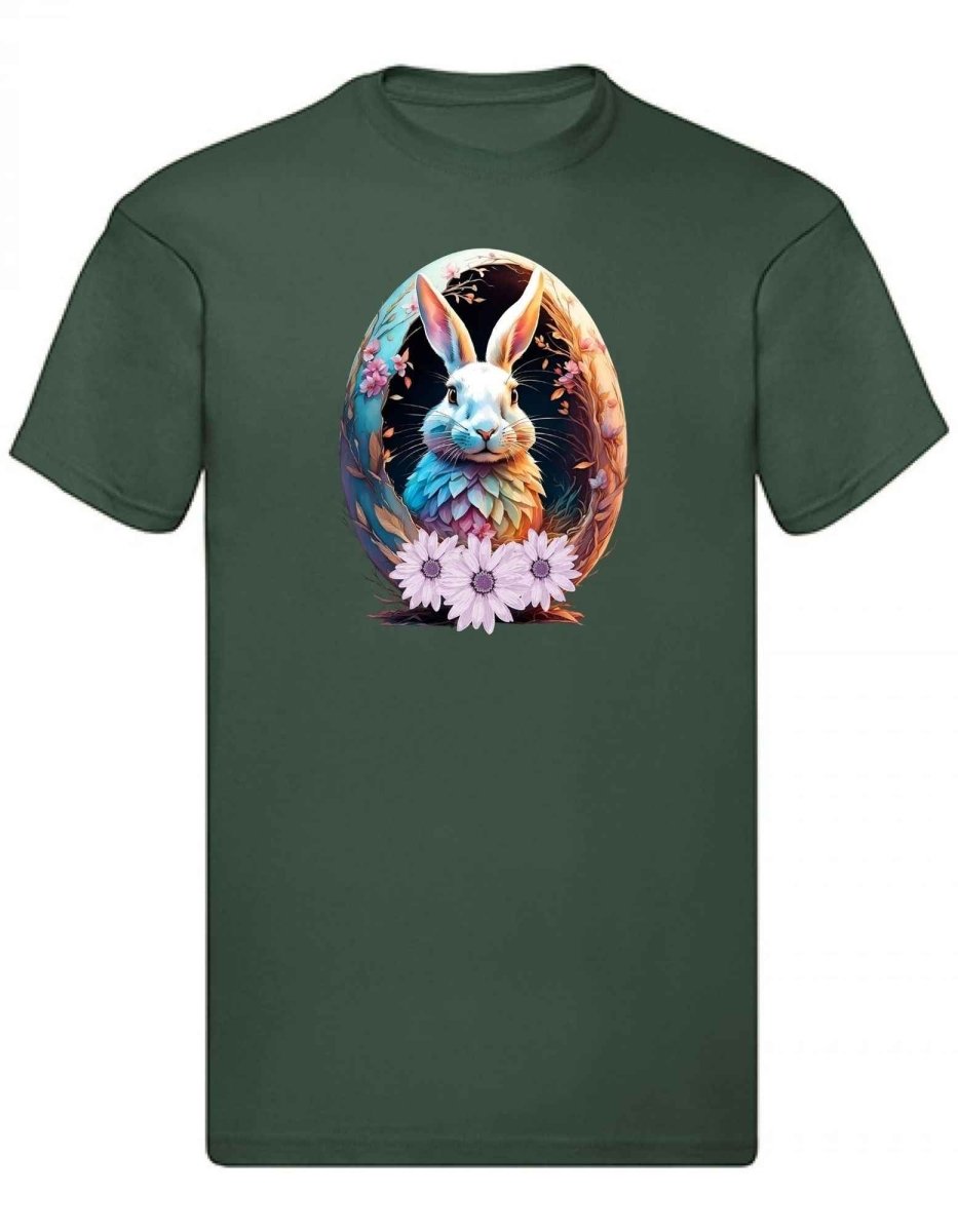 Balldiri T-Shirt Herren Osterei mit Hase S bis 5XL - navy grün - Balldiri