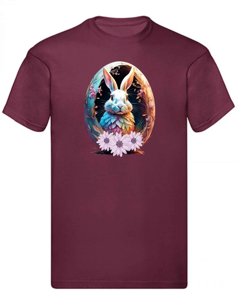 Balldiri T-Shirt Herren Osterei mit Hase S bis 5XL - bordeaux - Balldiri