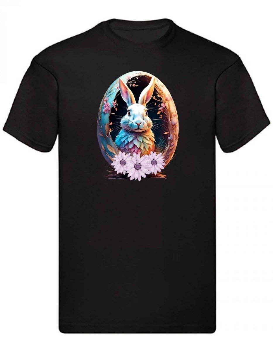 Balldiri T-Shirt Herren Osterei mit Hase S bis 5XL - schwarz - Balldiri