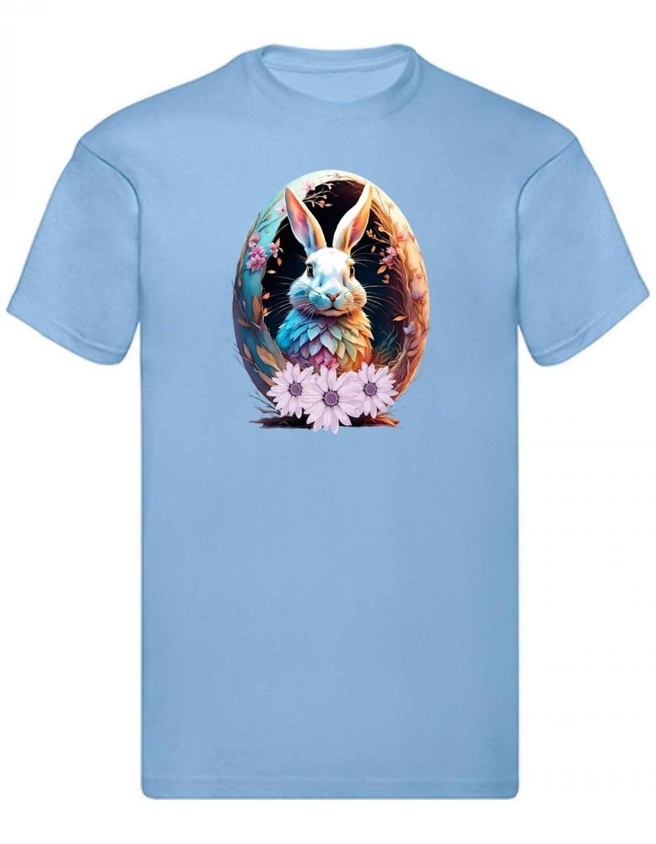 Balldiri T-Shirt Herren Osterei mit Hase S bis 5XL - hellblau - Balldiri
