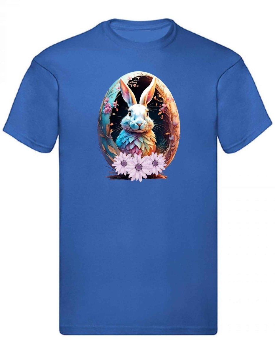 Balldiri T-Shirt Herren Osterei mit Hase S bis 5XL - blau - Balldiri