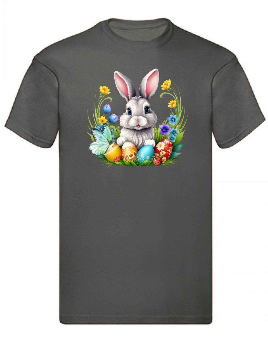 Balldiri T-Shirt Herren Osterhase mit Eiern S bis 5XL - anthrazit - Balldiri