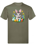 Balldiri T-Shirt Herren Osterhase mit Eiern S bis 5XL - olivegrün - Balldiri