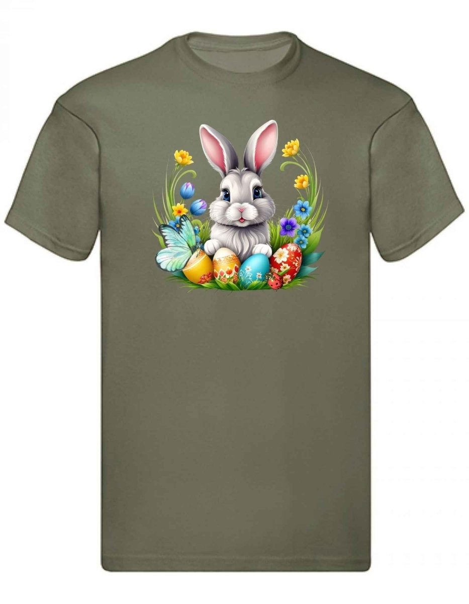 Balldiri T-Shirt Herren Osterhase mit Eiern S bis 5XL - olivegrün - Balldiri