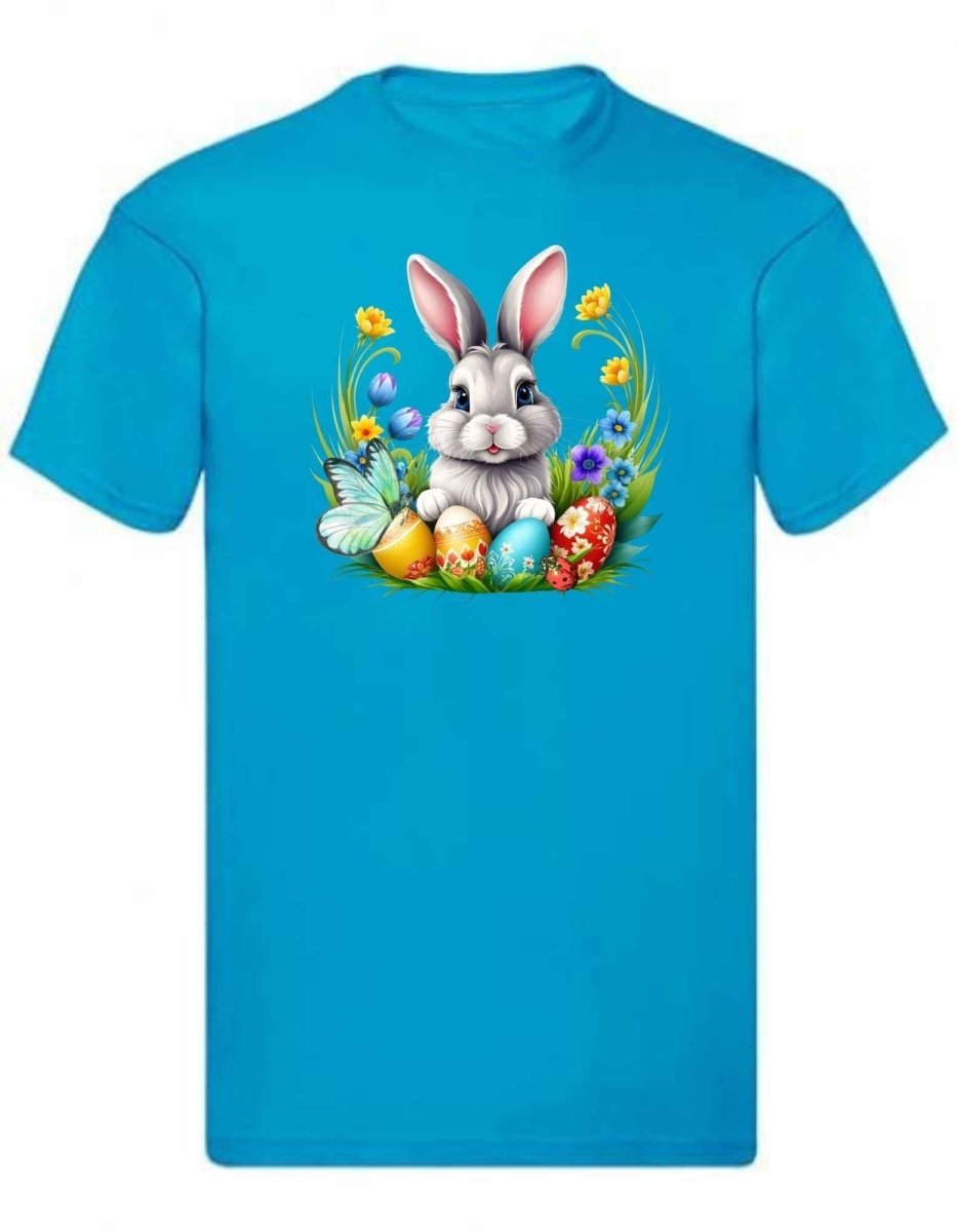 Balldiri T-Shirt Herren Osterhase mit Eiern S bis 5XL - azurblau - Balldiri