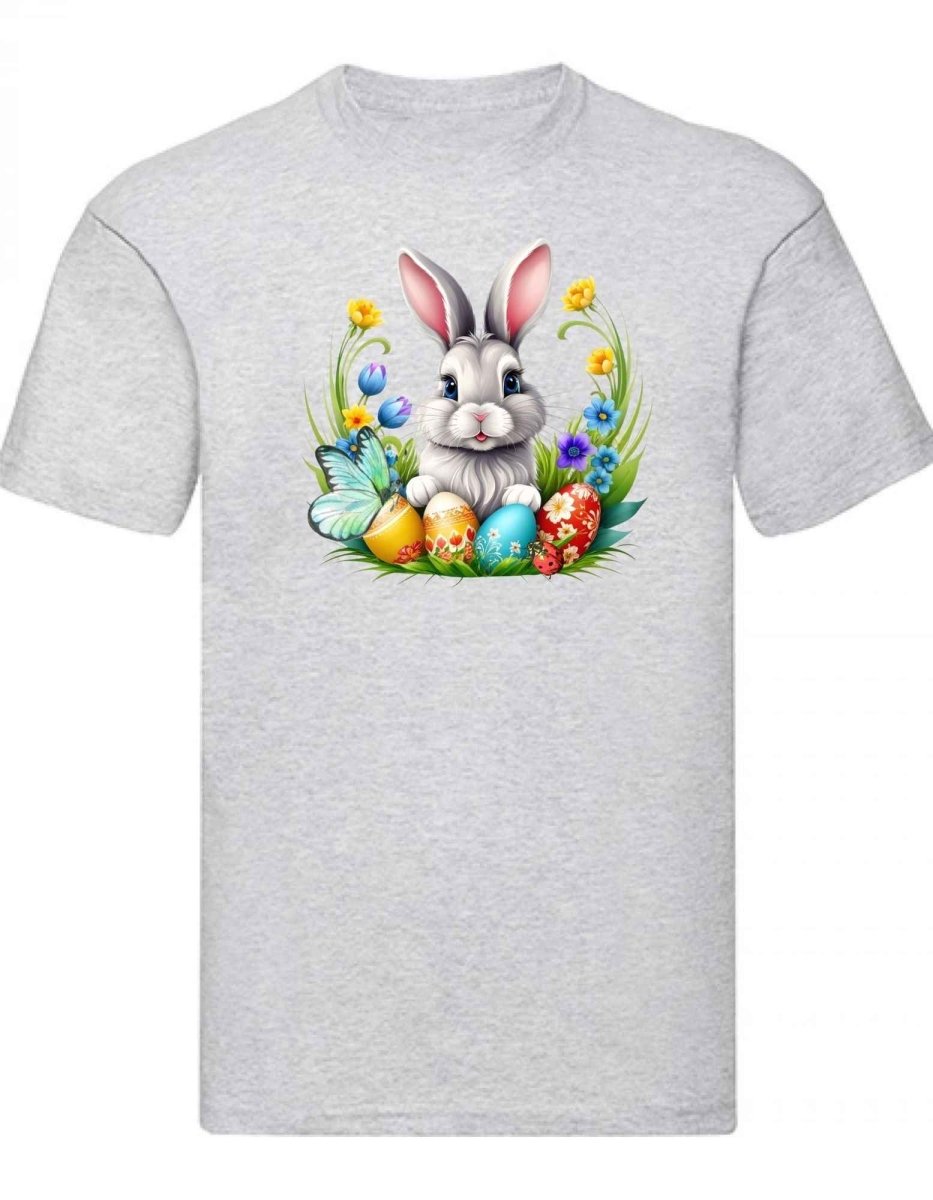 Balldiri T-Shirt Herren Osterhase mit Eiern S bis 5XL - hellgrau - Balldiri