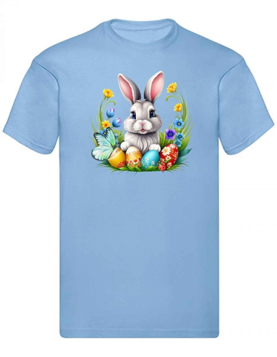 Balldiri T-Shirt Herren Osterhase mit Eiern S bis 5XL - hellblau - Balldiri