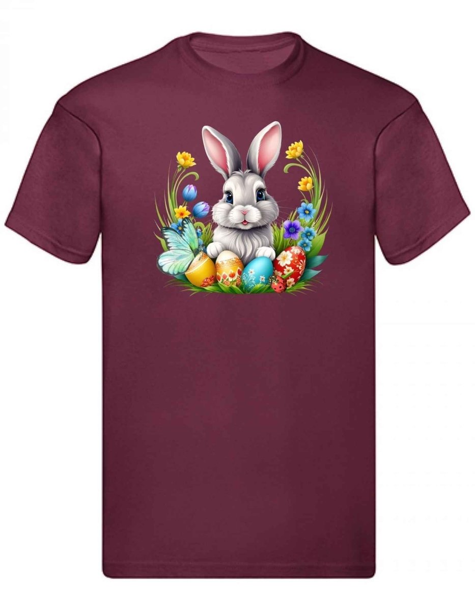 Balldiri T-Shirt Herren Osterhase mit Eiern S bis 5XL - bordeaux - Balldiri