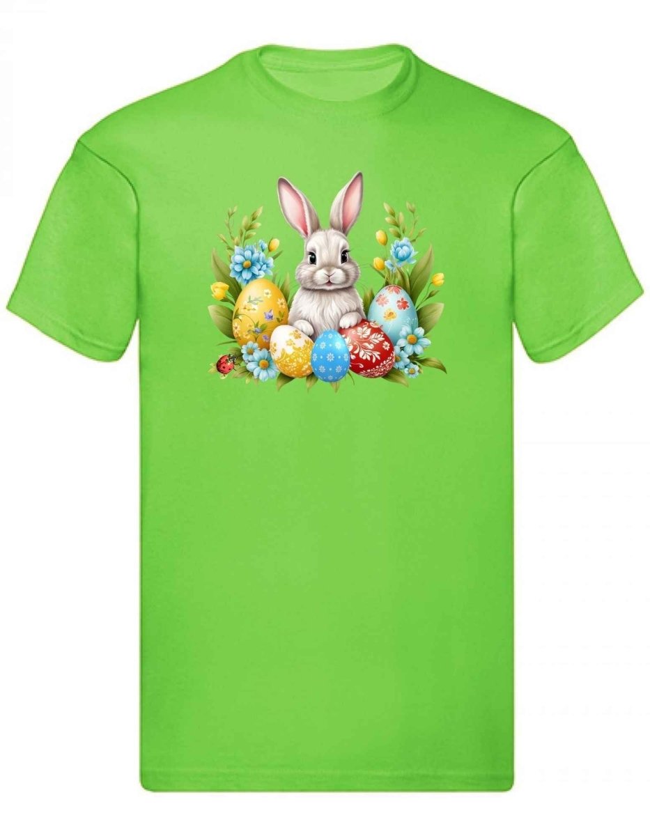 Balldiri T-Shirt Herren Ostern Nest mit Hase S bis 5XL - hellgrün - Balldiri