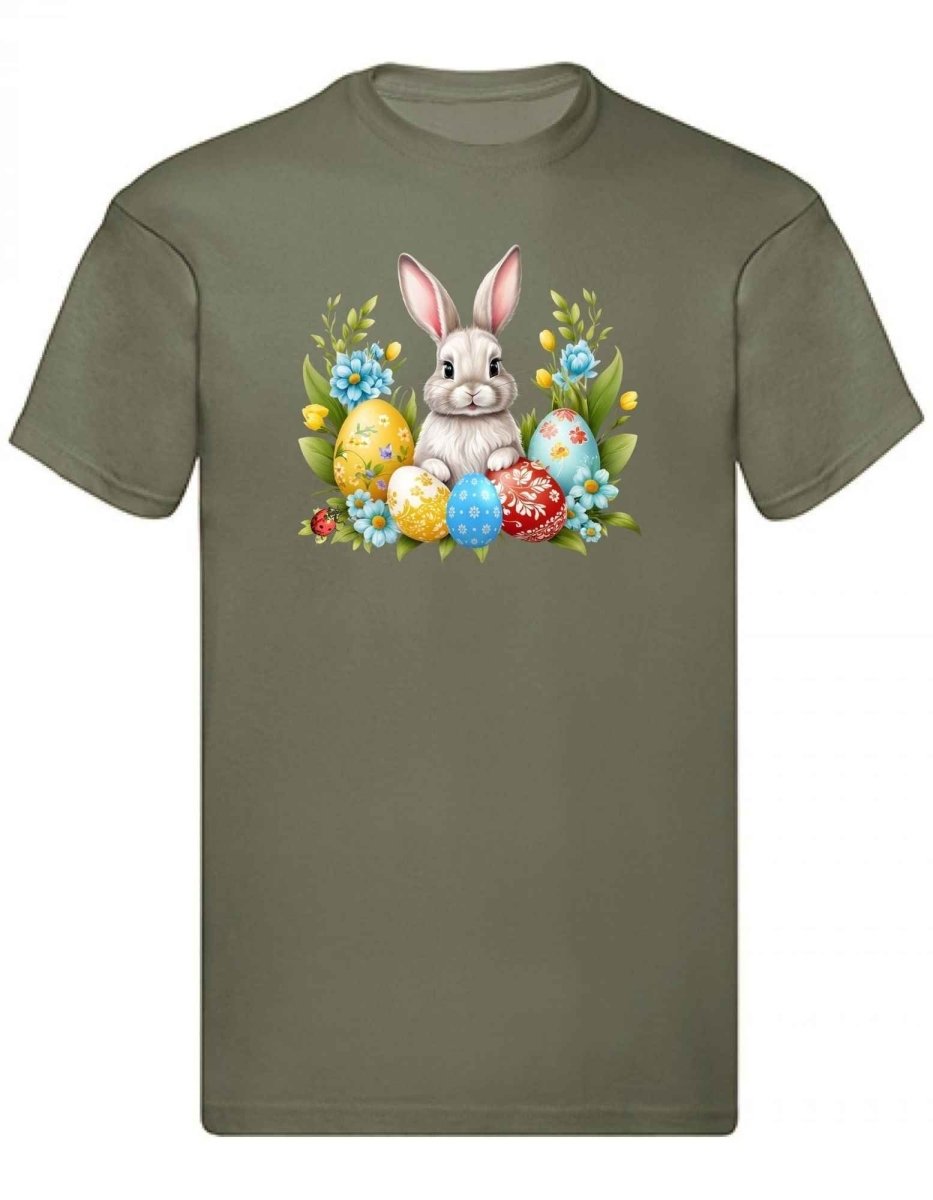 Balldiri T-Shirt Herren Ostern Nest mit Hase S bis 5XL - olivegrün - Balldiri