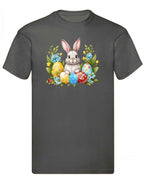 Balldiri T-Shirt Herren Ostern Nest mit Hase S bis 5XL - anthrazit - Balldiri