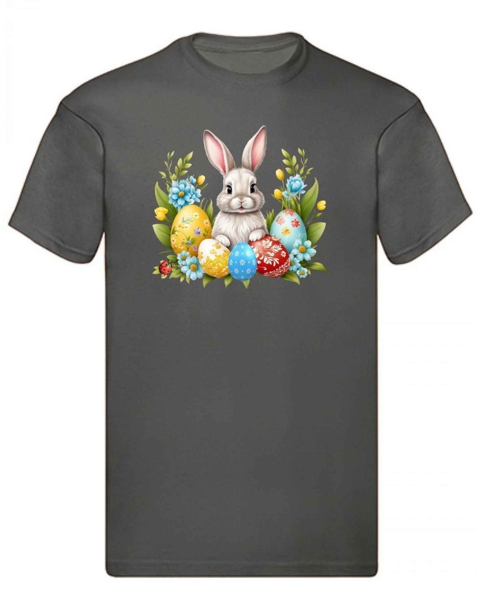 Balldiri T-Shirt Herren Ostern Nest mit Hase S bis 5XL - anthrazit - Balldiri