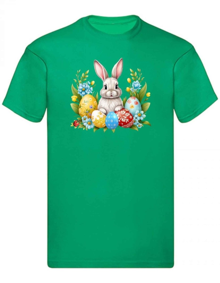 Balldiri T-Shirt Herren Ostern Nest mit Hase S bis 5XL - grün - Balldiri