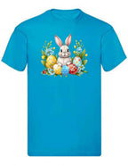 Balldiri T-Shirt Herren Ostern Nest mit Hase S bis 5XL - azurblau - Balldiri