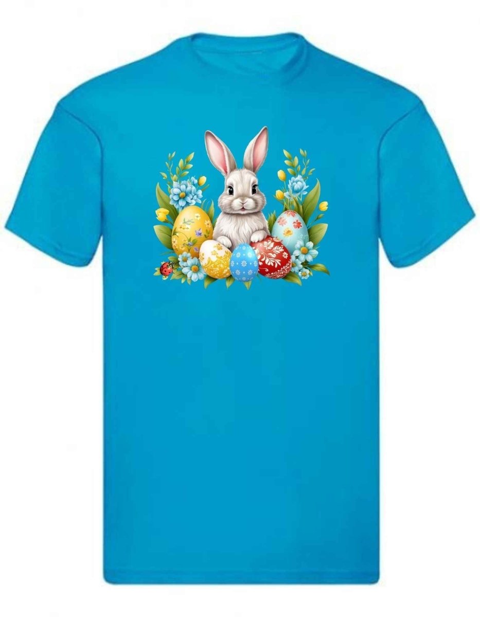 Balldiri T-Shirt Herren Ostern Nest mit Hase S bis 5XL - azurblau - Balldiri