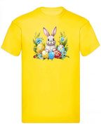 Balldiri T-Shirt Herren Ostern Nest mit Hase S bis 5XL - kräftiges gelb - Balldiri
